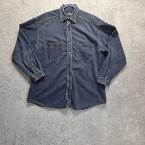 Vintage Guess Shirt Mens XL Blue Button Down Long Sleeve Relaxed Fit Denim